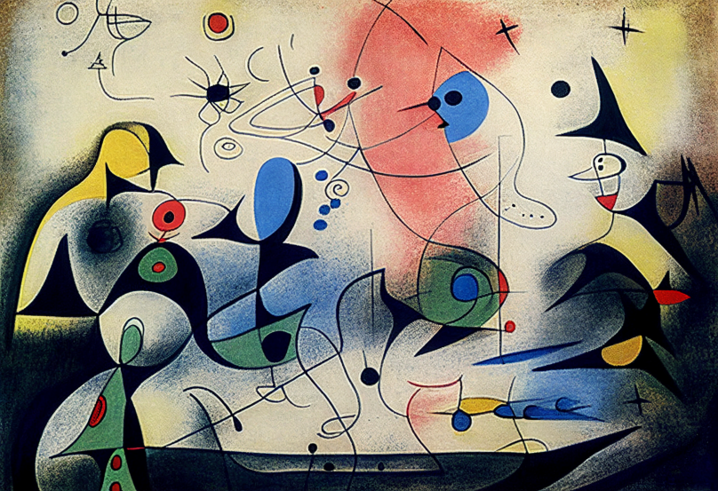 In the style of Joan Miro. ©With Midjourney - AI & NCCR Evolving Language. 